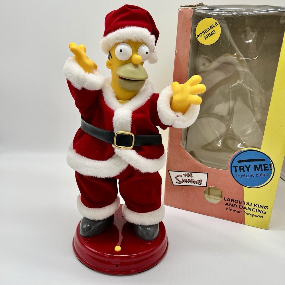 Vintage 2002 Gemmy Simpsons Santa Homer Talking Dancing Christmas w/ Box TESTED